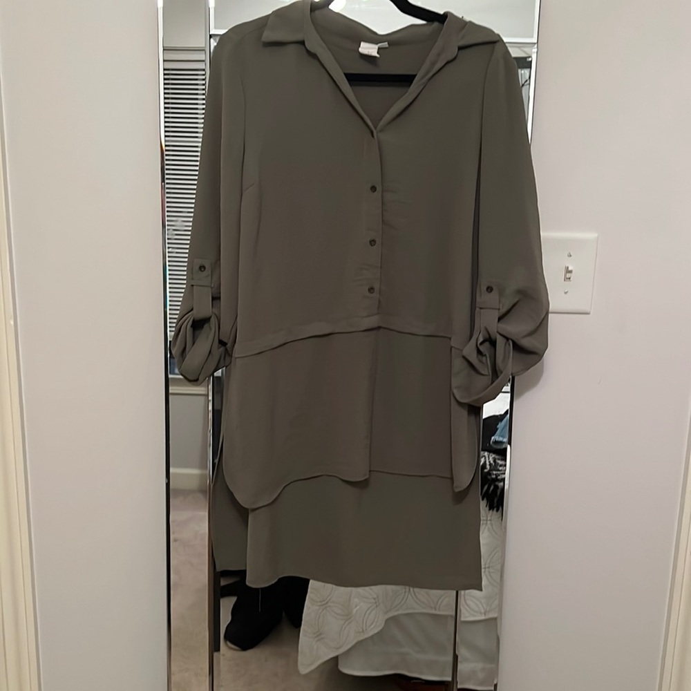 Olive faux button down